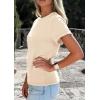 imagePRETTYGARDEN Womens Summer Tops 2026 Spring Casual Rolled Short Sleeve Basic Tees Crew Neck Work Shirts Fashion ClothingBeige