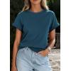 imagePRETTYGARDEN Womens Summer Tops 2026 Spring Casual Rolled Short Sleeve Basic Tees Crew Neck Work Shirts Fashion ClothingDark Blue