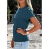 imagePRETTYGARDEN Womens Summer Tops 2026 Spring Casual Rolled Short Sleeve Basic Tees Crew Neck Work Shirts Fashion ClothingDark Blue