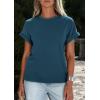 imagePRETTYGARDEN Womens Summer Tops 2026 Spring Casual Rolled Short Sleeve Basic Tees Crew Neck Work Shirts Fashion ClothingDark Blue