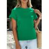 imagePRETTYGARDEN Womens Summer Tops 2026 Spring Casual Rolled Short Sleeve Basic Tees Crew Neck Work Shirts Fashion ClothingGreen