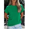 imagePRETTYGARDEN Womens Summer Tops 2026 Spring Casual Rolled Short Sleeve Basic Tees Crew Neck Work Shirts Fashion ClothingGreen