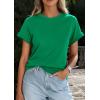 imagePRETTYGARDEN Womens Summer Tops 2026 Spring Casual Rolled Short Sleeve Basic Tees Crew Neck Work Shirts Fashion ClothingGreen