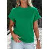 imagePRETTYGARDEN Womens Summer Tops 2026 Spring Casual Rolled Short Sleeve Basic Tees Crew Neck Work Shirts Fashion ClothingGreen