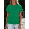 imagePRETTYGARDEN Womens Summer Tops 2026 Spring Casual Rolled Short Sleeve Basic Tees Crew Neck Work Shirts Fashion ClothingGreen