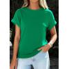 imagePRETTYGARDEN Womens Summer Tops 2026 Spring Casual Rolled Short Sleeve Basic Tees Crew Neck Work Shirts Fashion ClothingGreen