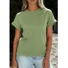 imagePRETTYGARDEN Womens Summer Tops 2026 Spring Casual Rolled Short Sleeve Basic Tees Crew Neck Work Shirts Fashion ClothingGrey Green