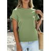 imagePRETTYGARDEN Womens Summer Tops 2026 Spring Casual Rolled Short Sleeve Basic Tees Crew Neck Work Shirts Fashion ClothingGrey Green