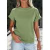 imagePRETTYGARDEN Womens Summer Tops 2026 Spring Casual Rolled Short Sleeve Basic Tees Crew Neck Work Shirts Fashion ClothingGrey Green