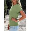 imagePRETTYGARDEN Womens Summer Tops 2026 Spring Casual Rolled Short Sleeve Basic Tees Crew Neck Work Shirts Fashion ClothingGrey Green