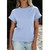 imagePRETTYGARDEN Womens Summer Tops 2026 Spring Casual Rolled Short Sleeve Basic Tees Crew Neck Work Shirts Fashion ClothingLight Blue