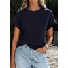 imagePRETTYGARDEN Womens Summer Tops 2026 Spring Casual Rolled Short Sleeve Basic Tees Crew Neck Work Shirts Fashion ClothingNavy Blue