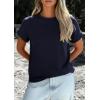 imagePRETTYGARDEN Womens Summer Tops 2026 Spring Casual Rolled Short Sleeve Basic Tees Crew Neck Work Shirts Fashion ClothingNavy Blue