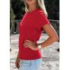 imagePRETTYGARDEN Womens Summer Tops 2026 Spring Casual Rolled Short Sleeve Basic Tees Crew Neck Work Shirts Fashion ClothingRed