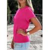 imagePRETTYGARDEN Womens Summer Tops 2026 Spring Casual Rolled Short Sleeve Basic Tees Crew Neck Work Shirts Fashion ClothingRose Red