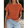 imagePRETTYGARDEN Womens Summer Tops 2026 Spring Casual Rolled Short Sleeve Basic Tees Crew Neck Work Shirts Fashion ClothingRust Red