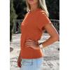 imagePRETTYGARDEN Womens Summer Tops 2026 Spring Casual Rolled Short Sleeve Basic Tees Crew Neck Work Shirts Fashion ClothingRust Red