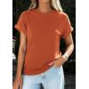 imagePRETTYGARDEN Womens Summer Tops 2026 Spring Casual Rolled Short Sleeve Basic Tees Crew Neck Work Shirts Fashion ClothingRust Red
