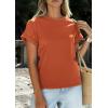 imagePRETTYGARDEN Womens Summer Tops 2026 Spring Casual Rolled Short Sleeve Basic Tees Crew Neck Work Shirts Fashion ClothingRust Red