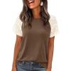 imagePRETTYGARDEN Womens Summer Tops Casual 2026 Lace Raglan Short Sleeve T Shirts Basic Tees Spring Fashion Blouse ClothesDark Khaki