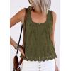 imagePRETTYGARDEN Womens Tank Tops 2026 Summer Button Down Shirts Embroidered Eyelet Dressy Casual Blouses Beach Vacation ClothesArmy Green