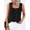 imagePRETTYGARDEN Womens Tank Tops 2026 Summer Button Down Shirts Embroidered Eyelet Dressy Casual Blouses Beach Vacation ClothesBlack