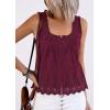 imagePRETTYGARDEN Womens Tank Tops 2026 Summer Button Down Shirts Embroidered Eyelet Dressy Casual Blouses Beach Vacation ClothesBurgundy