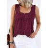 imagePRETTYGARDEN Womens Tank Tops 2026 Summer Button Down Shirts Embroidered Eyelet Dressy Casual Blouses Beach Vacation ClothesBurgundy