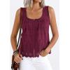imagePRETTYGARDEN Womens Tank Tops 2026 Summer Button Down Shirts Embroidered Eyelet Dressy Casual Blouses Beach Vacation ClothesBurgundy