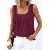 imagePRETTYGARDEN Womens Tank Tops 2026 Summer Button Down Shirts Embroidered Eyelet Dressy Casual Blouses Beach Vacation ClothesBurgundy