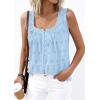 imagePRETTYGARDEN Womens Tank Tops 2026 Summer Button Down Shirts Embroidered Eyelet Dressy Casual Blouses Beach Vacation ClothesLight Blue