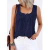 imagePRETTYGARDEN Womens Tank Tops 2026 Summer Button Down Shirts Embroidered Eyelet Dressy Casual Blouses Beach Vacation ClothesNavy Blue