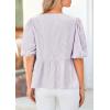 imagePRETTYGARDEN Womens Tie Front Striped Shirt 2026 Summer Trendy Fashion Cute Babydoll Tops Peplum Puffy Sleeve BlouseLight Purple