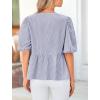 imagePRETTYGARDEN Womens Tie Front Striped Shirt 2026 Summer Trendy Fashion Cute Babydoll Tops Peplum Puffy Sleeve BlouseNavy
