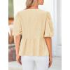 imagePRETTYGARDEN Womens Tie Front Striped Shirt 2026 Summer Trendy Fashion Cute Babydoll Tops Peplum Puffy Sleeve BlouseYellow