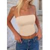 imagePRETTYGARDEN Womens Tube Top 2026 Summer Going Out Tops Strapless Y2K Bandeau Spring Fitted Shirts Beach Vacation ClothesBeige