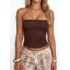 imagePRETTYGARDEN Womens Tube Top 2026 Summer Going Out Tops Strapless Y2K Bandeau Spring Fitted Shirts Beach Vacation ClothesBrown