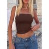 imagePRETTYGARDEN Womens Tube Top 2026 Summer Going Out Tops Strapless Y2K Bandeau Spring Fitted Shirts Beach Vacation ClothesBrown