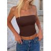imagePRETTYGARDEN Womens Tube Top 2026 Summer Going Out Tops Strapless Y2K Bandeau Spring Fitted Shirts Beach Vacation ClothesBrown