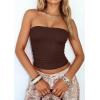 imagePRETTYGARDEN Womens Tube Top 2026 Summer Going Out Tops Strapless Y2K Bandeau Spring Fitted Shirts Beach Vacation ClothesBrown