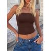 imagePRETTYGARDEN Womens Tube Top 2026 Summer Going Out Tops Strapless Y2K Bandeau Spring Fitted Shirts Beach Vacation ClothesBrown