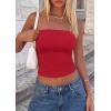 imagePRETTYGARDEN Womens Tube Top 2026 Summer Going Out Tops Strapless Y2K Bandeau Spring Fitted Shirts Beach Vacation ClothesRed