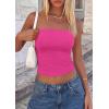 imagePRETTYGARDEN Womens Tube Top 2026 Summer Going Out Tops Strapless Y2K Bandeau Spring Fitted Shirts Beach Vacation ClothesRose Red