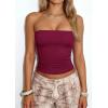 imagePRETTYGARDEN Womens Tube Top 2026 Summer Going Out Tops Strapless Y2K Bandeau Spring Fitted Shirts Beach Vacation ClothesWine Red