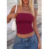 imagePRETTYGARDEN Womens Tube Top 2026 Summer Going Out Tops Strapless Y2K Bandeau Spring Fitted Shirts Beach Vacation ClothesWine Red