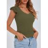 imagePRETTYGARDEN Womens V Neck Summer Tops Ruffle Sleeveless Slim Fit T Shirts Going Out Casual Blouses 2026Army Green