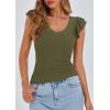 imagePRETTYGARDEN Womens V Neck Summer Tops Ruffle Sleeveless Slim Fit T Shirts Going Out Casual Blouses 2026Army Green
