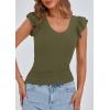 imagePRETTYGARDEN Womens V Neck Summer Tops Ruffle Sleeveless Slim Fit T Shirts Going Out Casual Blouses 2026Army Green
