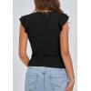 imagePRETTYGARDEN Womens V Neck Summer Tops Ruffle Sleeveless Slim Fit T Shirts Going Out Casual Blouses 2026Black