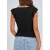 imagePRETTYGARDEN Womens V Neck Summer Tops Ruffle Sleeveless Slim Fit T Shirts Going Out Casual Blouses 2026Black White